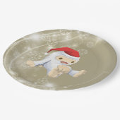 赤いサンタハットのクリスマススノーモンスタードール ペーパープレート (アングル)