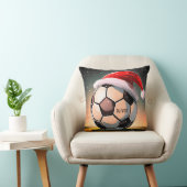 赤いサンタハットの名前クリスマス付きサッカーボール クッション (椅子)
