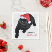 赤いサンタハットの猫 スタンダードカクテルナプキン (インサイチュ)