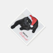 赤いサンタハットの猫 スタンダードカクテルナプキン (角)