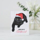 赤いサンタハットを持つ猫 ポストカード (スタンド正面)