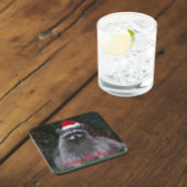 赤いサンタハットを着たかわいいアライグマ コースター