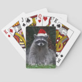 赤いサンタハットを着たかわいいアライグマ トランプ (裏面)