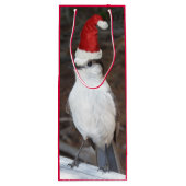 赤いサンタハットを着たかわいいウイスキーのジャック ワインギフトバッグ (裏面)