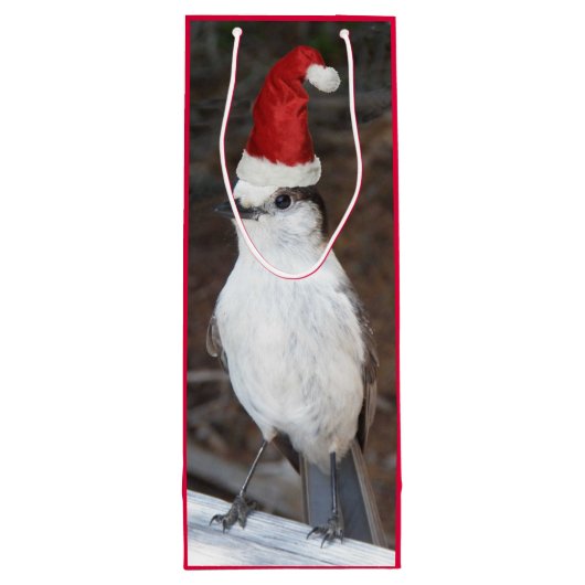 赤いサンタハットを着たかわいいウイスキーのジャック ワインギフトバッグ (裏面)