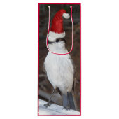 赤いサンタハットを着たかわいいウイスキーのジャック ワインギフトバッグ (正面)