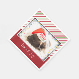 赤いサンタハットクリスマスに可愛い子犬のパグ スタンダードランチョンナプキン