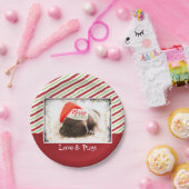 赤いサンタハットクリスマスに可愛い子犬のパグ ペーパープレート (パーティー)
