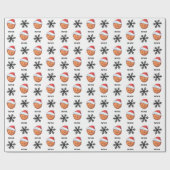 赤いサンタハットスノーフレーク名のバスケットボールボール ラッピングペーパー (フラット)