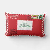 赤いサンタレタークリスマスをパーソナライズ ランバークッション (裏面)