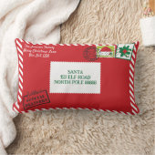 赤いサンタレタークリスマスをパーソナライズ ランバークッション (ブランケット)