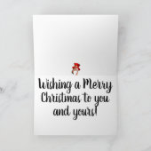 赤いサンタ帽のクリスマスにピンクのフラミンゴ シーズンカード (内部)