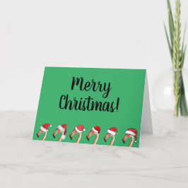 赤いサンタ帽のクリスマスにピンクのフラミンゴ シーズンカード