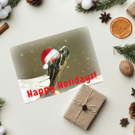 赤いサンタ帽をかぶったカメおもしろい シーズンカード