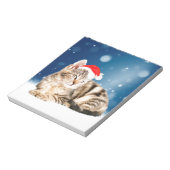 赤いサンタ帽をかぶった可愛い猫クリスマス雪 ノートパッド (回転)