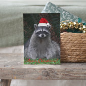 赤いサンタ帽を被ったかわいいラッコ シーズンポストカード