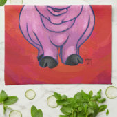 赤いサンタ帽子のかわいい豚 キッチンタオル (折り畳み)