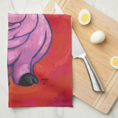 赤いサンタ帽子のかわいい豚 キッチンタオル (四つ折り)