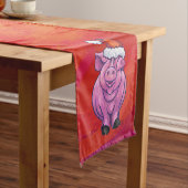 赤いサンタ帽子のかわいい豚 ショートテーブルランナー (インサイチュ)