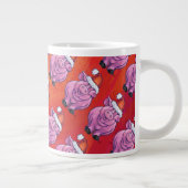 赤いサンタ帽子のかわいい豚 ジャンボコーヒーマグカップ (右)