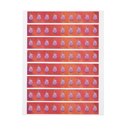 赤いサンタ帽子のかわいい豚 ラップアラウンド宛名ラベル (シート)