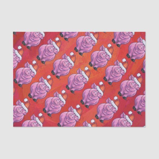 赤いサンタ帽子のかわいい豚 薄葉紙 (正面)