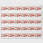 赤いサンタ帽子のクリスマスオーナメントを着た猫 ラッピングペーパー (フラット)