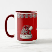 赤いサンタ帽子のクリスマスホリデーマグ マグカップ (左)
