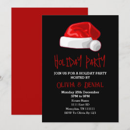 赤いサンタ帽子 クリスマス ホリデー ブラック