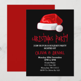 赤いサンタ帽子 クリスマス ホリデー ブラック