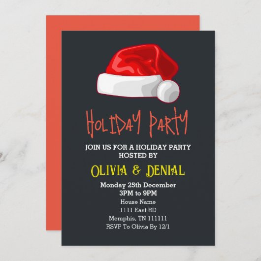 赤いサンタ帽子 クリスマス ホリデー ブラック (正面/裏面)