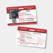 赤いサービスドッグIDカードバッジ バッジ (正面＆裏面)