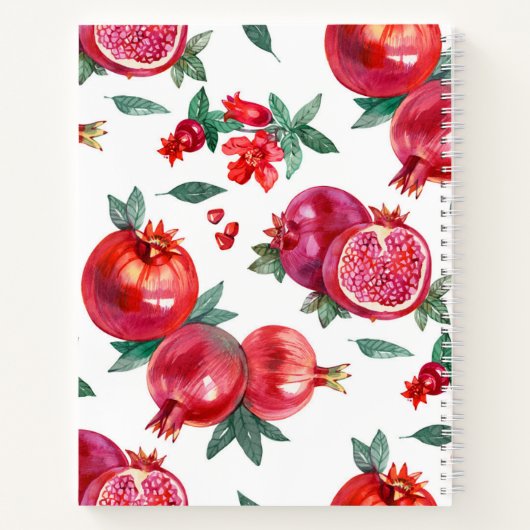 赤いザクロのカスタマイズ可能なレシピブック ノートブック (裏面)