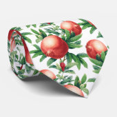 赤いザクロの果実と緑葉の ネクタイ (ロール)