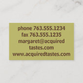 赤いザクロの種のシェフの名刺 名刺 (裏面)