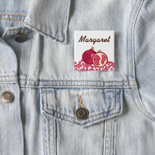 赤いザクロの種の名前入りの記章 缶バッジ (インサイチュ)