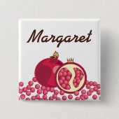 赤いザクロの種の名前入りの記章 缶バッジ (正面)