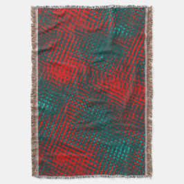 赤いシアンの上に赤いクリスクロスクラッチ スローブランケット