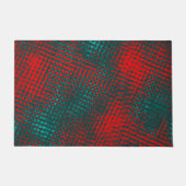 赤いシアンの上に赤いクリスクロスクラッチ ドアマット (正面)