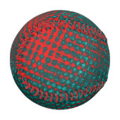 赤いシアンの上に赤いクリスクロスクラッチ 野球ボール (正面左)