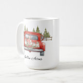 赤いシェットランド・ シープドッグトラックのヴィンテージ コーヒーマグカップ (正面左)