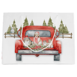 赤いシェットランド・ シープドッグトラックのヴィンテージ ラージペーパーバッグ