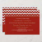 赤いシェブロンの冬の結婚招待状カード 招待状 (正面/裏面)