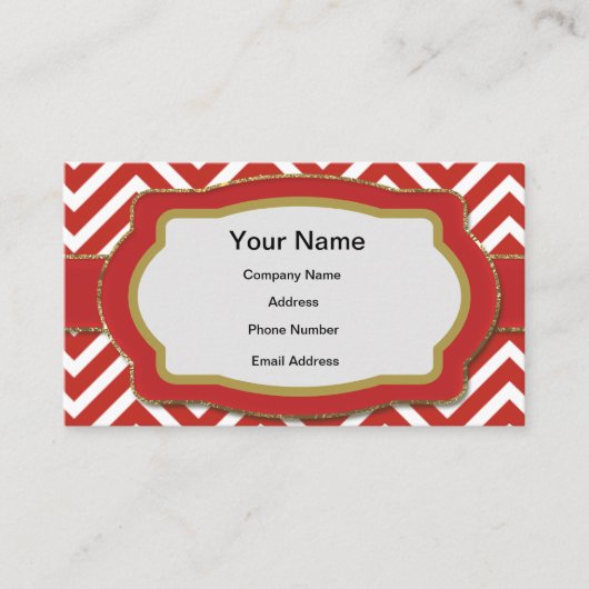 赤いシェブロンは縞で飾ります 名刺 (正面)
