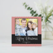 赤いシェブロンクリスマススクエアフォトカード シーズンカード (スタンド正面)
