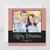 赤いシェブロンクリスマススクエアフォトカード シーズンカード (正面)