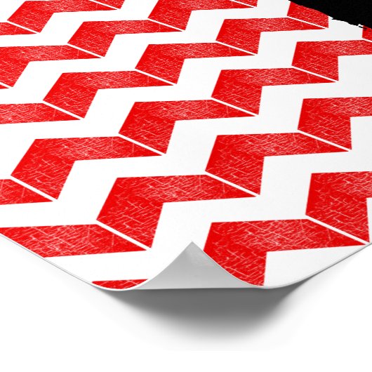 赤いシェブロン模様の世界地図 ポスター (角)