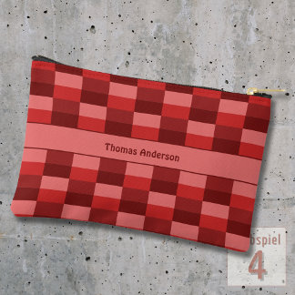 赤いシェードのカラーブロック アクセサリーポーチ