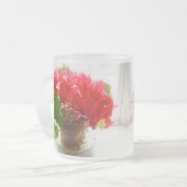 赤いシクラメンの花 フロストグラスマグカップ (正面左)