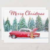 赤いシボレーのクリスマス シーズンカード (正面/裏面)